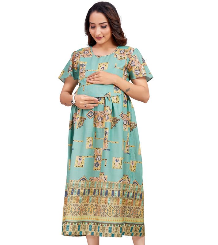 Image of RITIJYA Zipless Feeding Kurtis & Dresses for Women | Zipless Maternity Wear Gown Pregnancy Dress for Nursing Mothers | Viscose Rayon | Stylish & Comfortable | S to 4XL | Washable & Durable