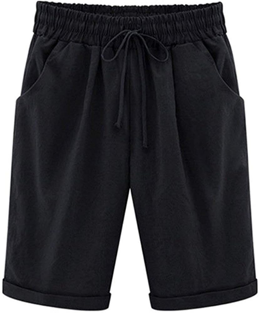 ZJCTUO Bermuda Shorts Womens Baggy Shorts Large Size Elastic Waist