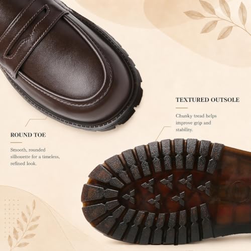 Image of Penny Loafers for Women Dressy Classic Leather Comfortable Non Slip Flats