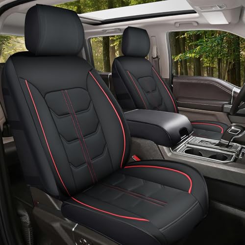 Nilight Car Seat Cover Custom Fit 2007-2024 Jeep Wrangler JK JL 4-Door Waterproof Wear-Resistant Leather Anti Slip Cushion Set (2 PCS Front Covers)