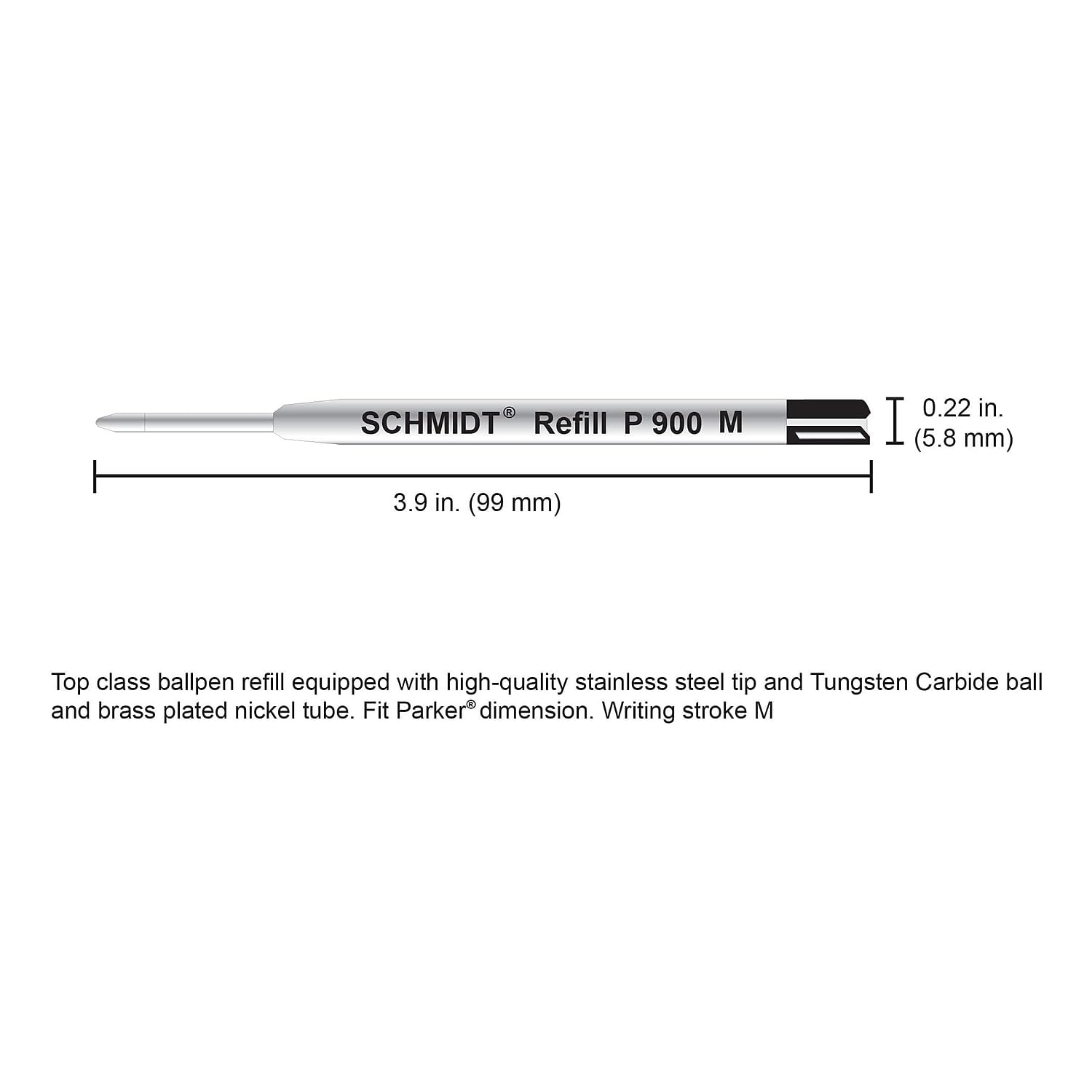 Schmidt SC58138 Kugelschreibermine für Parker-Kugelschreiber, Medium, Grün, 2 Stück