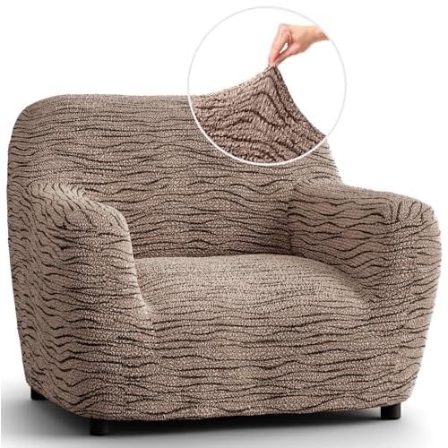 PAULATO BY GA.I.CO. Chair Cover – Stretch Armchair Slipcover – Armchair Cover for Pets and Kids – Soft Chair Slip Cover – Easy to Clean Chair Protector – Microfibra Print Collection – Wavy Sand