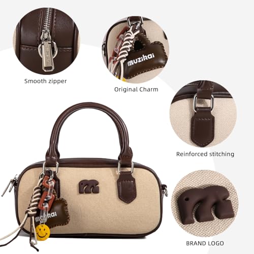 Bolso Tote clásico de lona y cuero para mujer miniatura 5