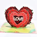 Love Valentine Day Cards Pop Up Cards, Pop Up Anniversary Card for Wife, Pop Up Anniversary Card for Couple Husband Parents, Paper Love 3d Pop Up Card Anniversary Pop Up Card for Her and Him (Rose