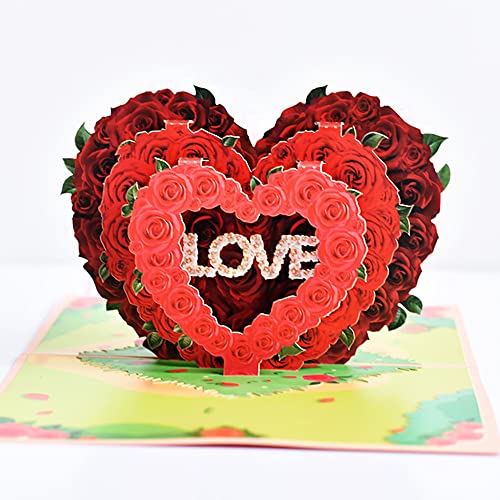 Love Valentine Day Cards Pop Up Cards, Pop Up Anniversary Card for Wife, Pop Up Anniversary Card for Couple Husband Parents, Paper Love 3d Pop Up Card Anniversary Pop Up Card for Her and Him (Rose