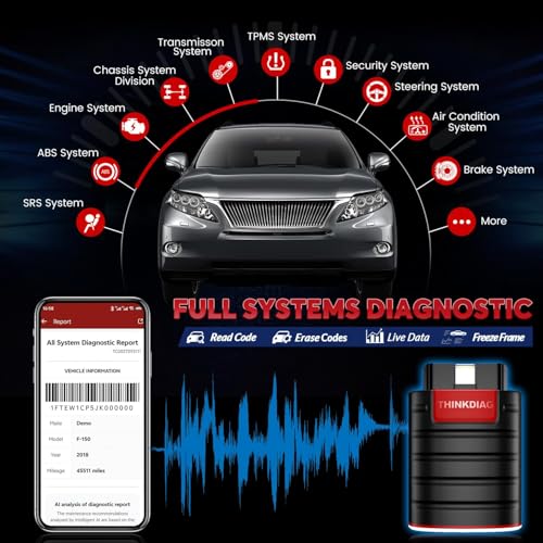 Image of Thinkdiag OBD2 Scanner Bluetooth, All System Bidirectional scan Tool OE Level Diagnostic Tools with ECU Coding,15+ Service Functions All Software 1 Year Free fits for iPhone & Android