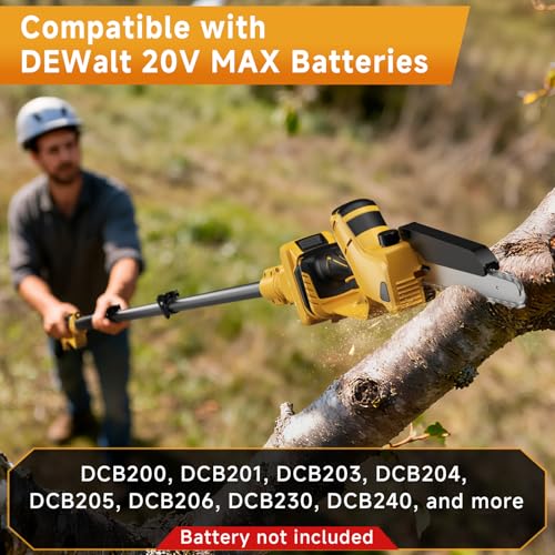 2-in-1 Cordless 8 Inch Pole Saw & Mini Chainsaw, Compatible with Dewalt 20V Max Batteries (Not Included), Electric Pole Saws for Tree Trimming with Extension Pole Up to 15.5 Ft Reach (No Battery) by VeriLuxe - Image 5