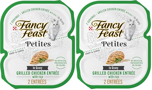Fancy Feast Purina Petites Grilled Chicken Entrée with Rice in Gravy Gourmet Wet Cat Food - 2.8 oz. Tubs,(Pack of 24) - image 1