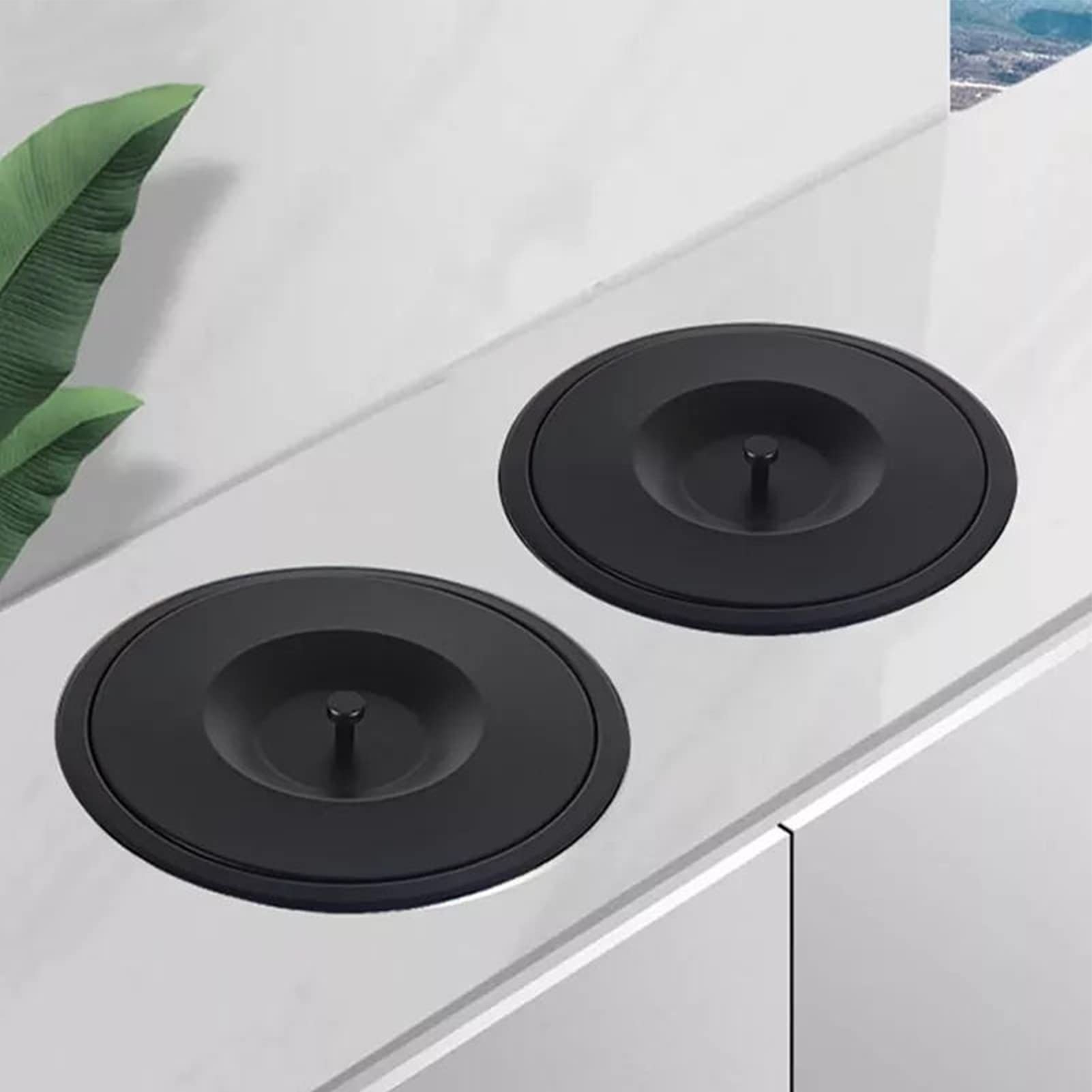 Cubo De Basura Integrado para Encimera para Cocina, Cubo De Basura con Tapa, Cubo De Basura Pequeño con Tapa De Acero Inoxidable para Escritorio/Hogar/Baño/Oficina, Negro,L