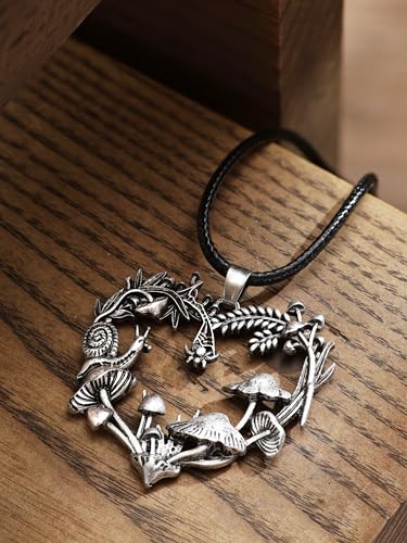 HAQUIL Vintage Nature Mushroom Necklace, Mushroom Jewelry Gift for Women3