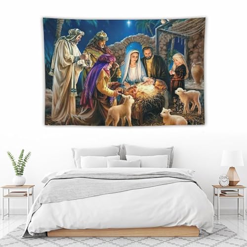 Tapeçaria de Natal com fé cristã, Virgem Maria, tapeçaria de arte de parede, decoração para quarto,