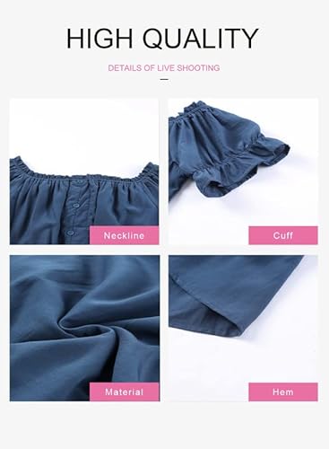 Dokotoo Womens Summer Casual Spring Elegant Sexy Off The Shoulder Flutter Sleeve Solid Ruffle High Low Button Front Boho Beach Party Long Maxi Dresses For Wedding Guest Women Blue M #TOP2