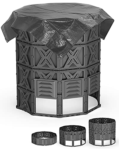 Large Compost Bin - 190 Gallon (720 L) Garden Composter With Better Aeration System, Easy Assembling / Bpa Free/ Sturdy/ Outdoor Compost Tumbler #TOP6