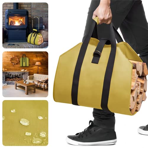 Firewood Carrier ，Wood Carrying Bag For Firewood,Hadeweite Waterproof Log Tote With Handles, Extra Strong Double Strap Reinforced Log Carrier For Firewood, Hay Hauling For Fireplace Or Outdoor Camping #TOP4