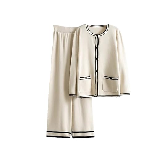 Women Casual Knitted 2 Piece Sets O-Neck Single Breasted Knit