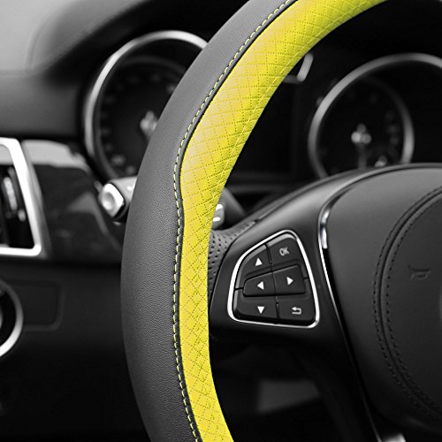 Fh Group Fh2009 Geometric Chic Microfiber Leather Steering Wheel Cover Yellow – Universal Fit For Cars Trucks & Suvs #TOP3