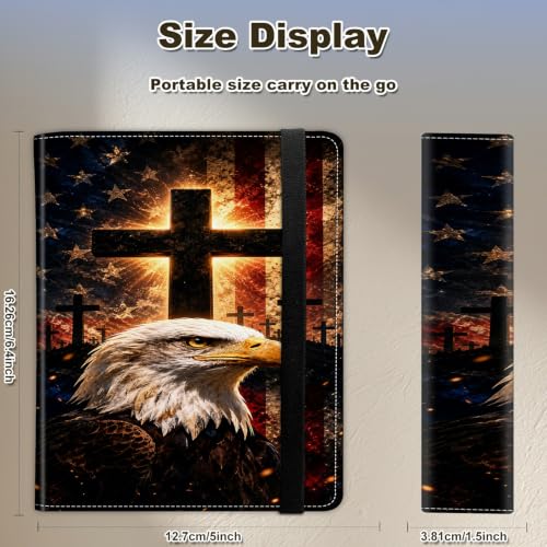 Image of Photo Album 4x6 120 Photos with Strong Elastic Band, Patriotic Eagle Cross | Large Capacity Premium Leather Picture Album, Portable Wallet Albums Photo Book for Family Anniversaries Wedding Baby