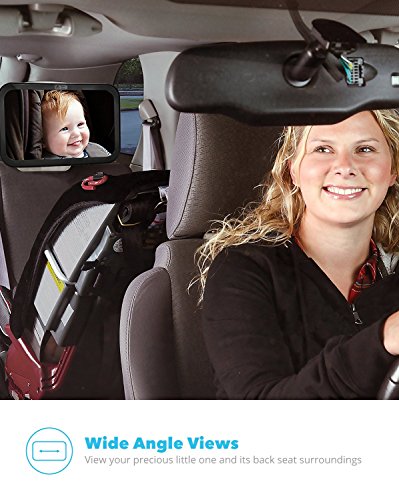 image for Baby & Mom Back Seat Baby Mirror - Rear View Baby Car Seat Mirror Wide