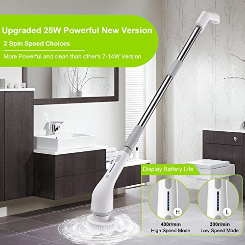 Electric Spin Scrubber, Cordless Cleaning Brush with 7 Replaceable Brush Heads & Adjustable Long Handle, Automatic Power Scrubber Shower Cleaning Tool for Bathroom Tub, Floor, Tile, Kitchen, Car - Image 3
