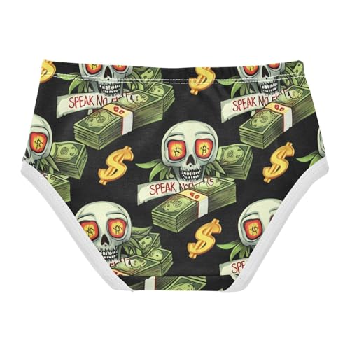Skull Dollar Bills Funny Black Cute Panties Girl Girls Underwear Toddlers Cotton Bright Briefs Underpants 2t2