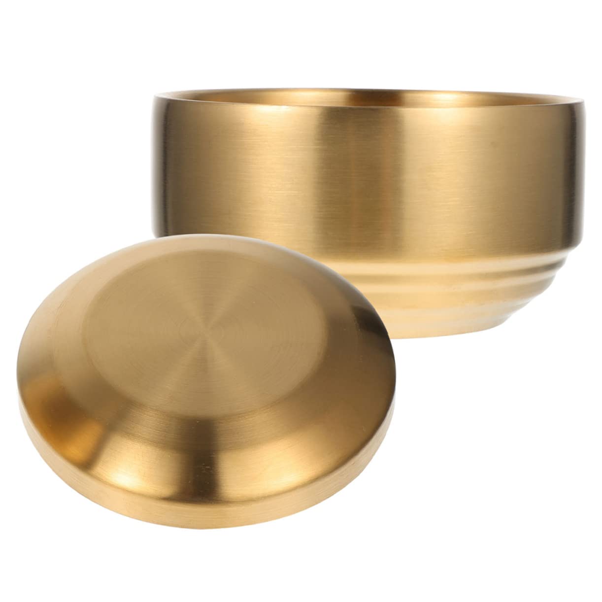 KICHOUSE Stainless Steel Rice Bowl with Lid Double Layer Design Compact Kitchen Sealing Bowl for Home Use for Soup Stews and More