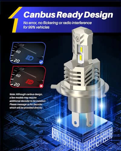 Image of AUTOONE H4 /9003 /HB2 LED Bulbs Super Bright, 6000K White H4 Halogen Raplacement Fog Lights, Canbus Ready Direct Fit, Pack of 2