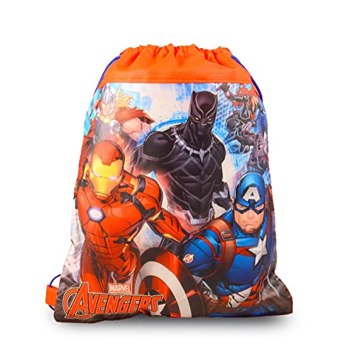 Avengers Backpack For Boys Set - 2 Pack Bundle With 16" Avengers Backpack, Avengers Drawstring Bag, Stickers, More | Kawaii Avengers Backpack #TOP2