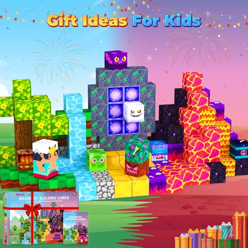 Image of Magnetic Blocks Games Building Toys for 3-16 Year Old Boys Girls, Toddler Kids Magnetic Cubes Tiles Sensory Montessori Education Learning Travel Toys Ages 3+ Halloween Birthday Party Favors Gifts