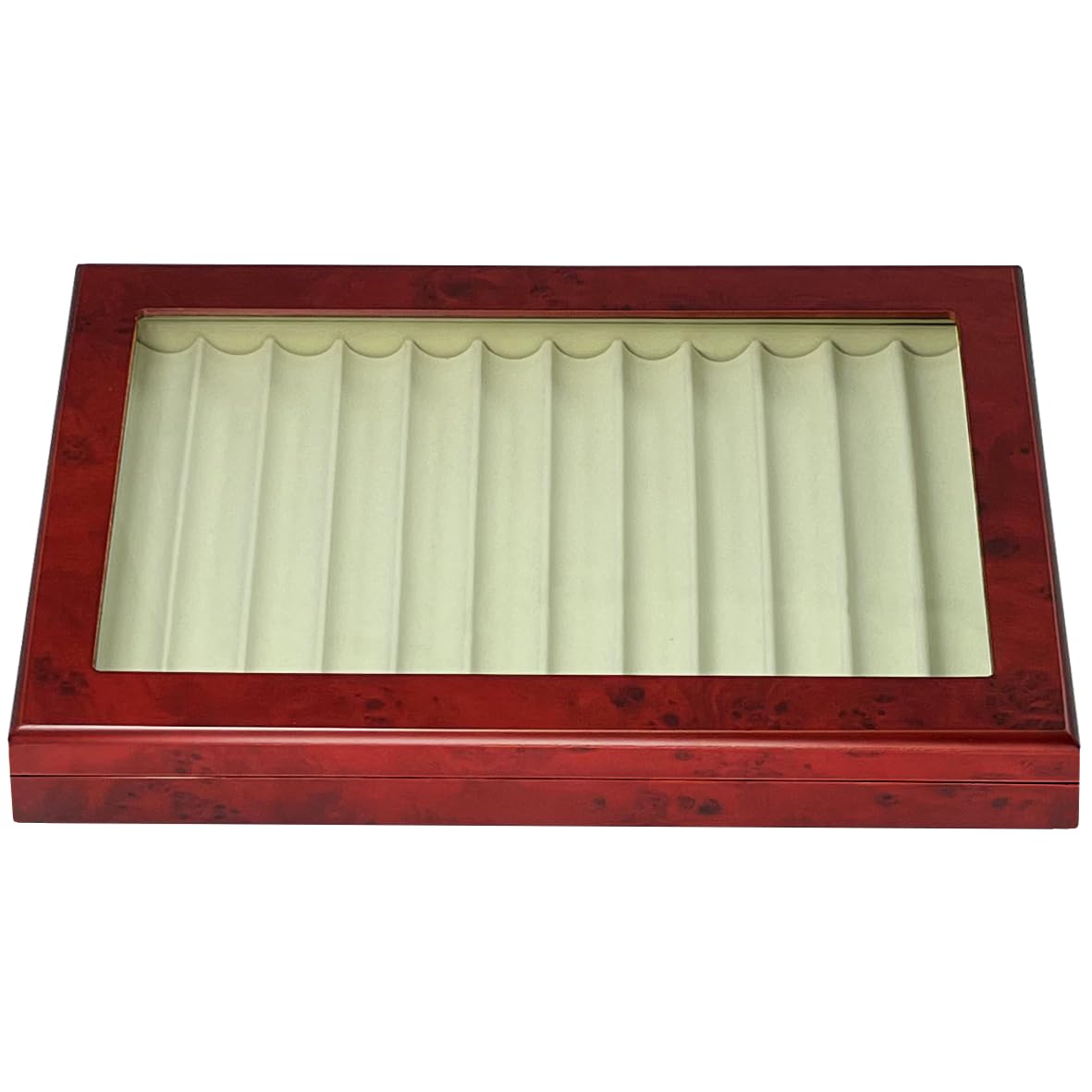 MR Maestro Relojero – Scatola Portapenne Con Vetrina Per 12 Penne In Legno Noce, Espositore Elegante Con Finitura Ciliegia, Raccoglitore Da Collezione