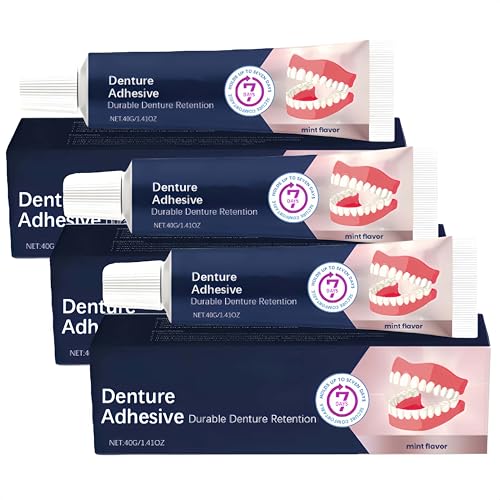 Adesivo termoplastico per protesi dentali – Formula al gusto di menta da 40 g per una tenuta duratura della protesi, vestibilità confortevole per la sicurezza quotidiana (3Pezzo)