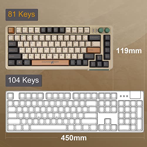Shurikey Gear 002 75% Mechanical Gaming Keyboard, Varmilo Ec Sakura V2 Switches, Bt5.0+Usb-C, 4 Devices Connection, Led Backlit 5000Mah Battery, Anti-Ghosting 81 Keys Wireless Keyboard For Windows Mac #TOP7