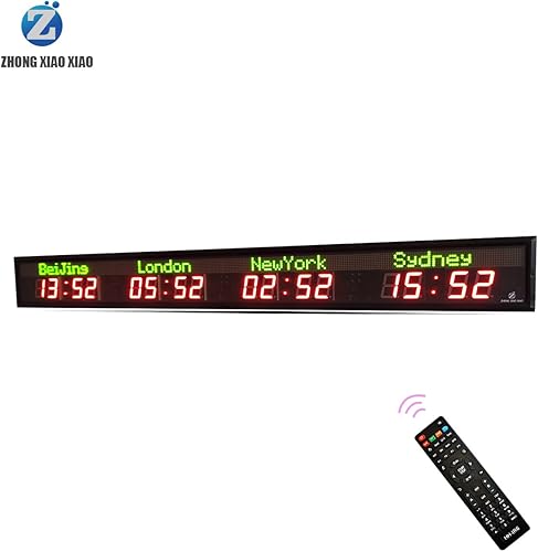 Miniatura 6 de LED World Time Clock, 4 Cities World Time Zones Clock - Digital Multiple Time Zones Clock - 12/24 Hours,Green,4City Has Daylight Saving time Function