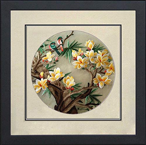 Silk Art 100% Hand Embroidery Framed Mixed Group Love Birds On Trees Chinese Print Wildlife Bird Painting Anniversary Wedding Party Gifts Oriental Asian Wall Art 35021Wf 35022Wf 35023Wf 35024W #TOP6