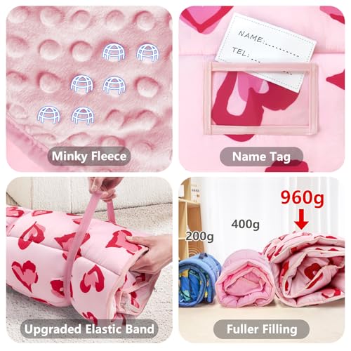 Image of Primlect Toddler Nap Mat Extra Large Thickened 55''x35'', Soft Sleeping Bag with Detachable Minky Blanket and Pillow, Portable for Daycare, Preschool, Kindergarten, Travel, Boys and Girls