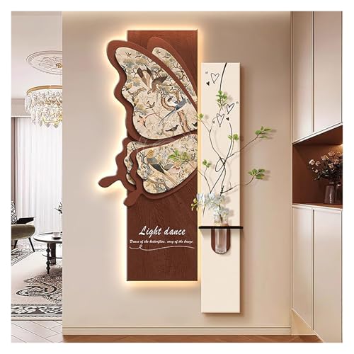Peinture de paysage à LED et relief 3D en grès avec vases de plantes murales modernes 100x50 cm
