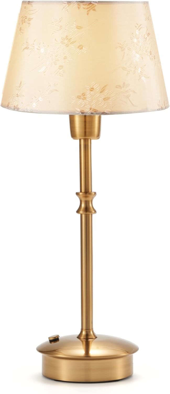 UMEXUS Cordless Table Lamps with Dimmer, 5200mAh Rechargeable Battery Powered, Small Portable Lights Patio Restaurant Dining Table, Decorative Accent Lighting, Kitchen Warm Touch Bedside Lamp, Brass
