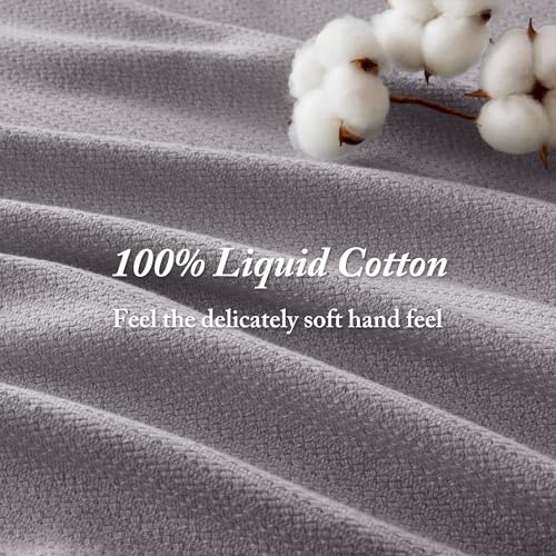 Image of Madison Park Liquid Cotton Luxury Blanket Premium Soft Cozy 100% Ring Spun Cotton For Bed , Couch or Sofa, Full /Queen, Gray