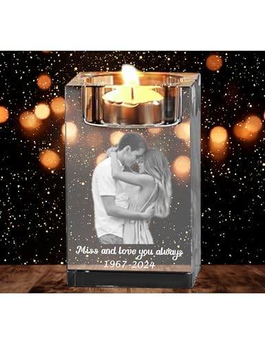 Customized 3D Photo Crystal Candle Holder. A Wonderful Gift for Wife Girlfriend Lover Boyfriend Wedding