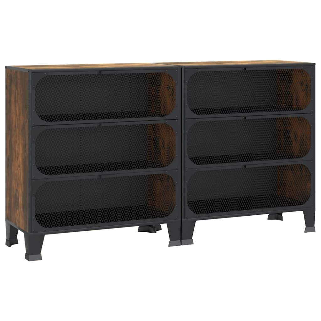 Buffet bas marron rustique 72 x 36 x 82 cm aux finitions soignées