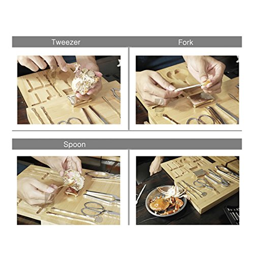 Seafood Tools, Yamix 8Pcs Lobster Crab Cracker and Forks Tool Set Seafood Tool Kit with Golden Leather Case - Thumbnail 6