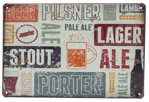 Cartel de chapa de cerveza con relieve para bar, decoración de pared, 30 x 20 cm (Pils, almacén, alle, stout, porter) Cover