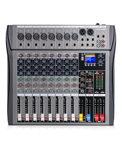 8 Channel mixer professional Audio Mixer, dj mixer with Individual Channel Control and USB Audio...