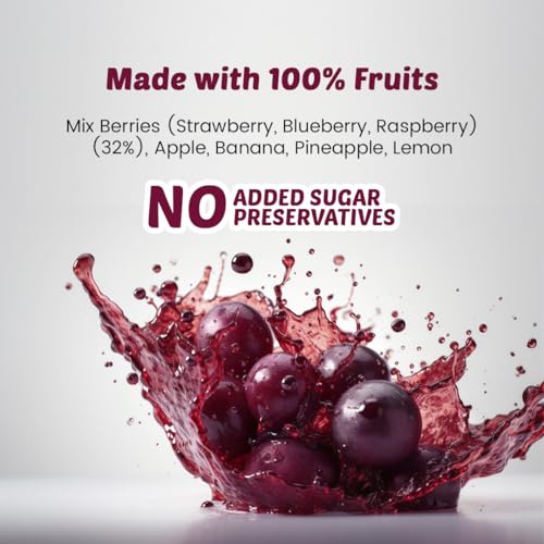 Image of Yu Foodlabs 100% Fruit Juice - Berry Blast - With Blueberry Pieces - Pack of 9 - No Added Sugar Healthy Beverage - 100% Natural Ingredients - Zero Preservatives - 750 ml (3 x 250 ml) - Yu