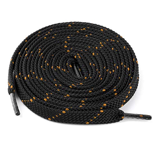 Lacets plats athlétiques double couleur en sergé noir jaune 120 cm robustes