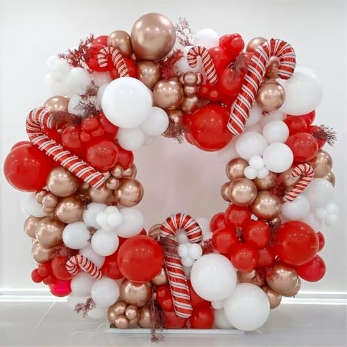 Image of 130pcs 18 /12 /10 /5 Inch Red and White Balloons Garland Arch Kit