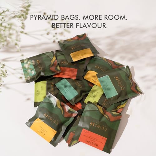 Image of Celeste Assorted Tea Bags | Herbal & Green Tea Sampler | 15 Pyramid Bags | 100% Natural Ingredients
