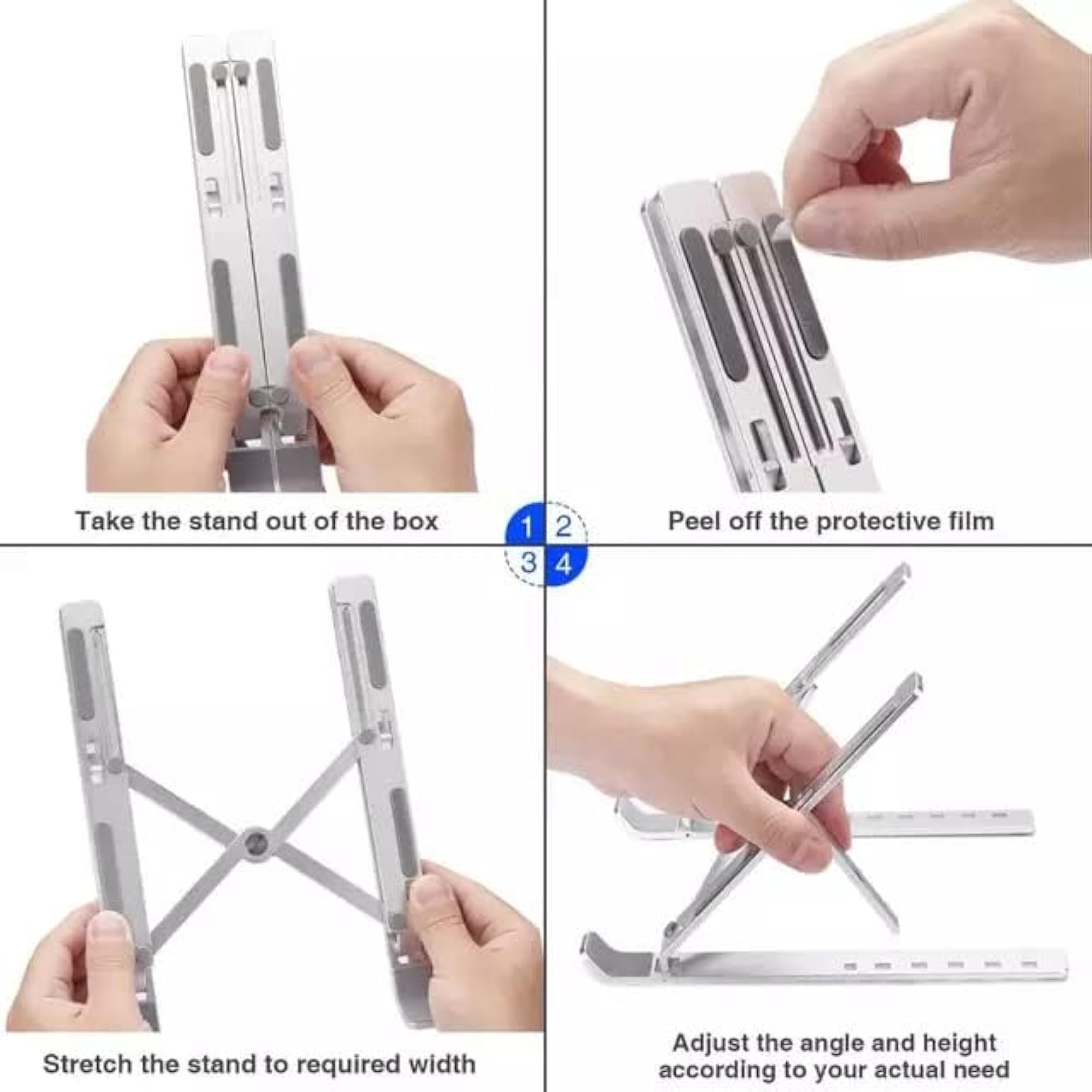 Adjustable Mesh Metal Laptop Stand, Lightweight & Ergonomic