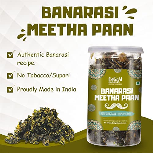 Image of Delight Foods Calcutta Meetha Paan and Banarasi Meetha Paan Mukhwas Mouth Freshener, 200grams(100gm each) |Sweet Paan Hygienically Packed Traditional Mukhwas & Paan | Premium Mouth Freshener