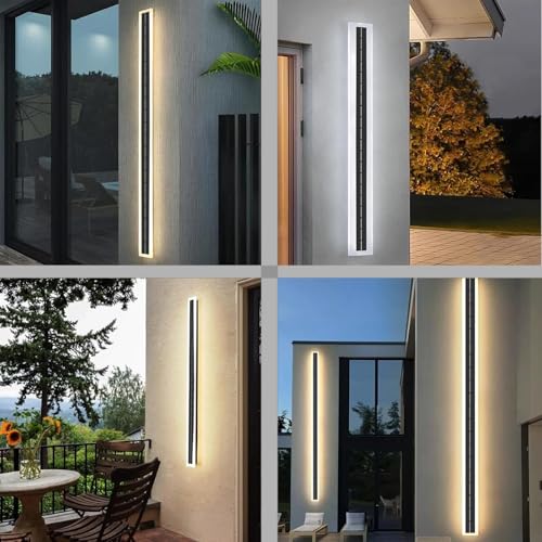 Aplique de pared negro con sensor movimiento y luz regulable de 60cm aluminio 7