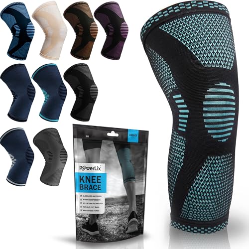 Image of POWERLIX Knee Compression Support Sleeve - Best Knee Brace for Men & Women | Best Knee Brace for Men & Women, support for Running, Basketball, Weightlifting, Gym, Workout, Sports